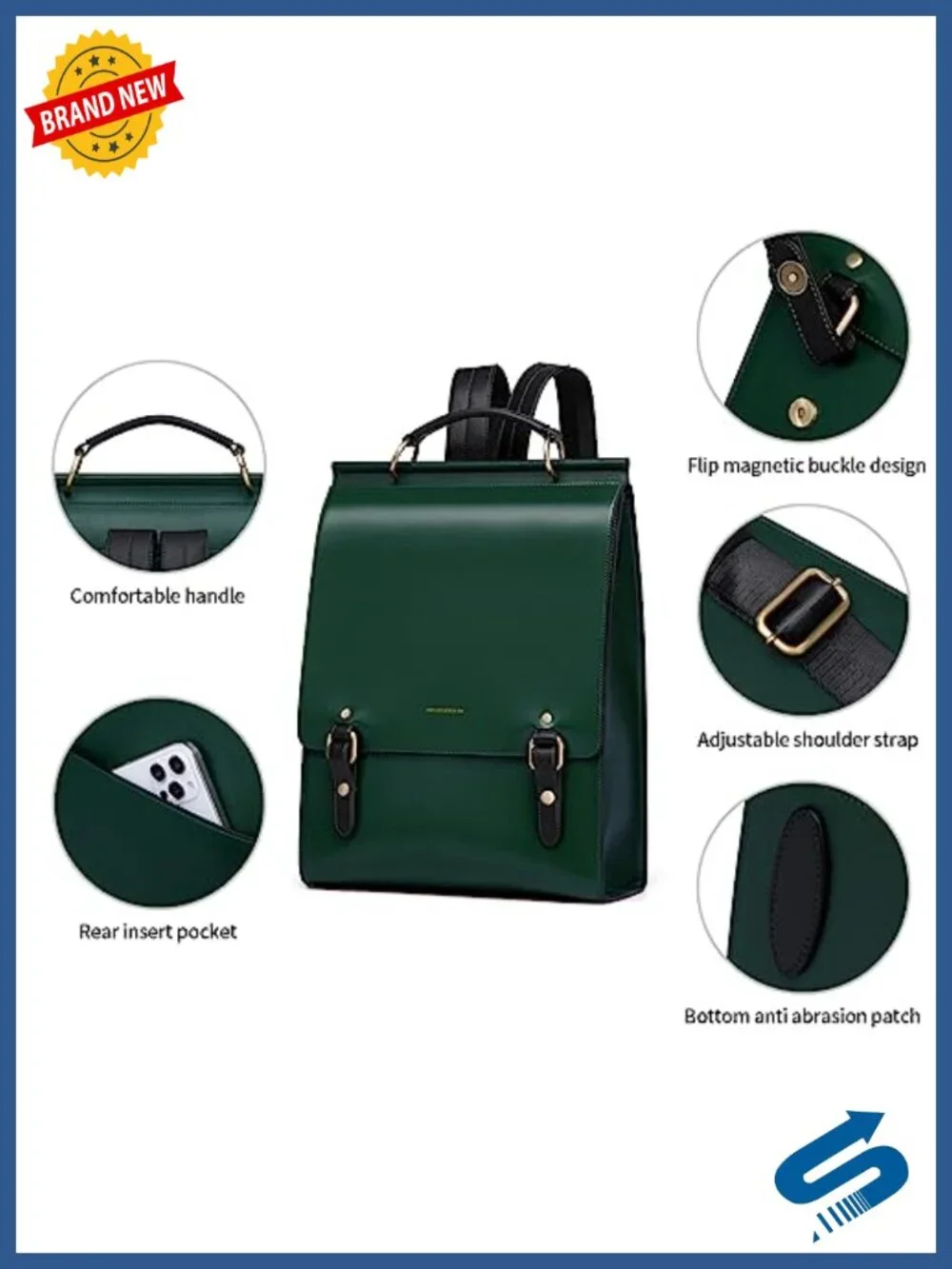Genuine Leather Fashion Backpack Purse for Women Travel College Large Capacity